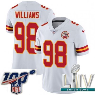 2020 Super Bowl LIV Men Nike Kansas City Chiefs #98 Xavier Williams White Vapor Untouchable Limited Player NFL Jersey