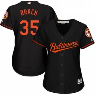 Womens Majestic Baltimore Orioles 35 Brad Brach Authentic Black Alternate Cool Base MLB Jersey