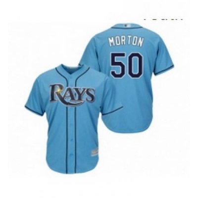 Youth Tampa Bay Rays 50 Charlie Morton Replica Light Blue Alternate 2 Cool Base Baseball Jersey