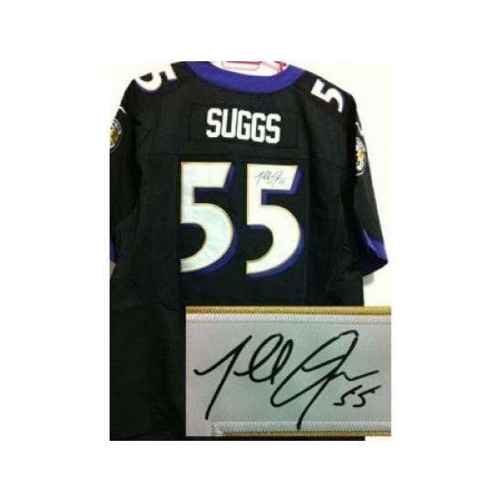 Nike Baltimore Ravens 55 Terrell Suggs Black Elite Signed NFL Jersey