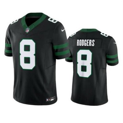 Men New York Jets 8 Aaron Rodgers Black 2024 F U S E  Vapor Limited Stitched Jersey