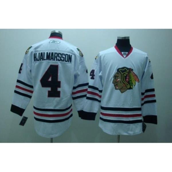 Blackhawks #4 Nikals Hjalmarsson Stitched White NHL Jersey