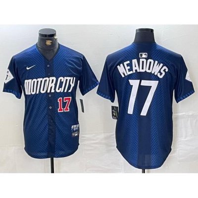 Men Detroit Tigers 17 Parker Meadows 2024 Navy City Connect Cool Base Limited Stitched Jersey 2