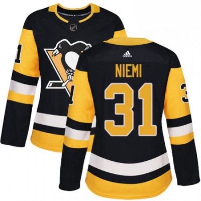 Womens Adidas Pittsburgh Penguins 31 Antti Niemi Authentic Black Home NHL Jersey