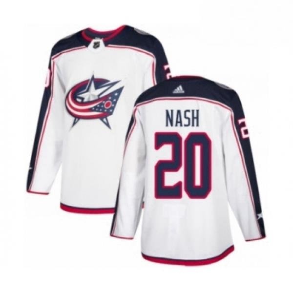 Mens Adidas Columbus Blue Jackets 20 Riley Nash Authentic White Away NHL Jersey