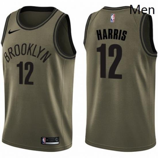 Mens Nike Brooklyn Nets 12 Joe Harris Swingman Green Salute to Service NBA Jersey