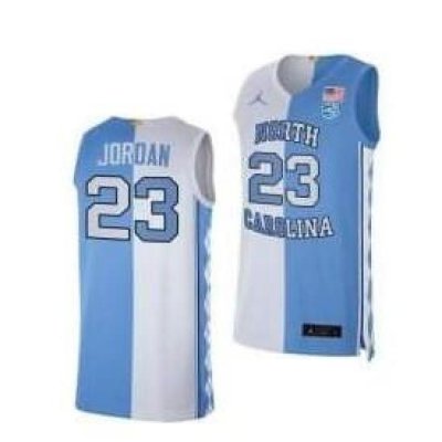 Men North Carolina Tar Heels Michael Jordan 2021 Blue White Split Edition Special Jersey