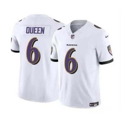 Men Baltimore Ravens 6 Patrick Queen White 2023 F U S E  Vapor Limited Football Jersey