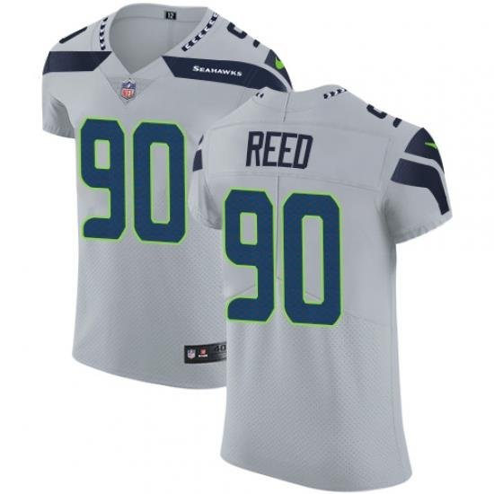 Nike Seahawks #90 Jarran Reed Grey Alternate Mens Stitched NFL Vapor Untouchable Elite Jersey