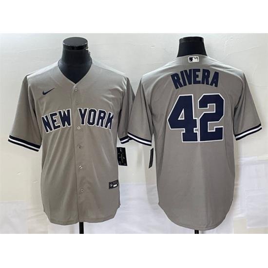 Men NeW York Yankees 42 Mariano Rivera Gray Cool Base Stitched Baseball Jersey