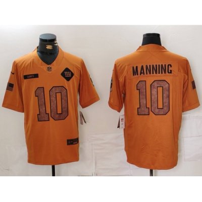 Men New York Giants 10 Eli Manning 2023 Brown Salute To Service Limited Stitched Football Jersey