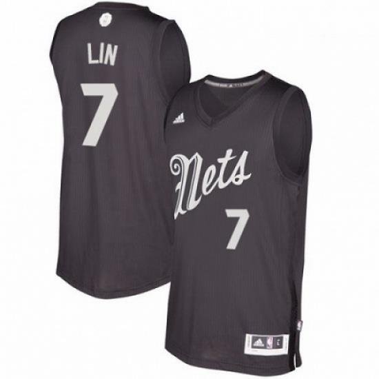 Mens Adidas Brooklyn Nets 7 Jeremy Lin Authentic Black 2016 2017 Christmas Day NBA Jersey