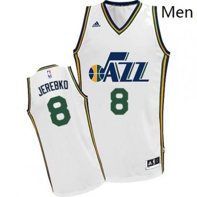 Mens Adidas Utah Jazz 8 Jonas Jerebko Swingman White Home NBA Jersey