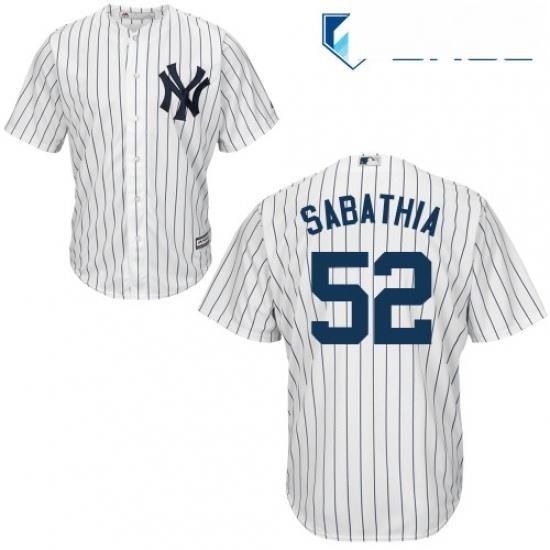 Youth Majestic New York Yankees 52 CC Sabathia Authentic White Home MLB Jersey