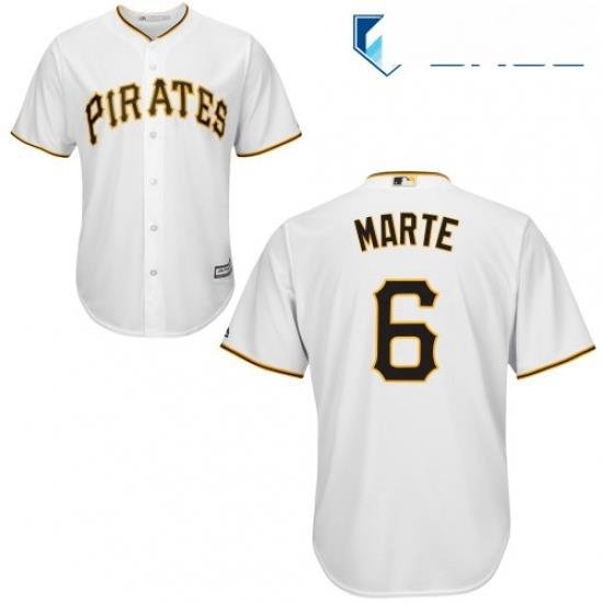 Youth Majestic Pittsburgh Pirates 6 Starling Marte Replica White Home Cool Base MLB Jersey