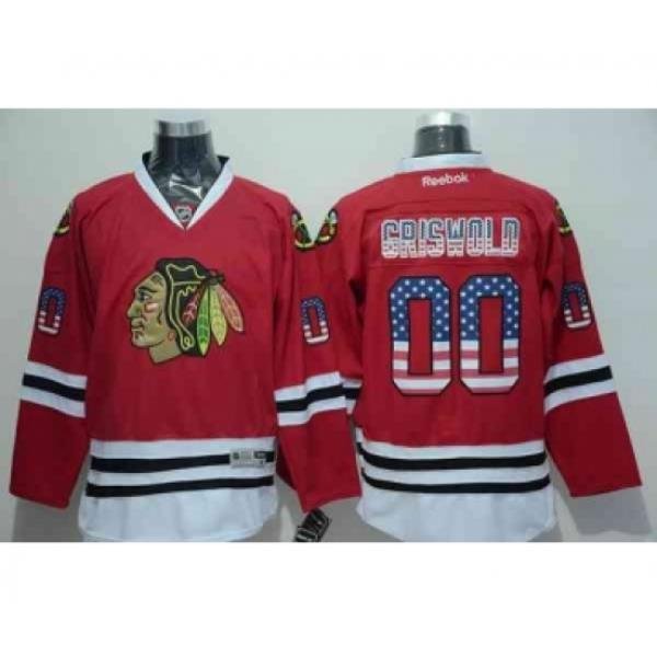 nhl jerseys chicago blackhawks #00 griswold red[national flag version]