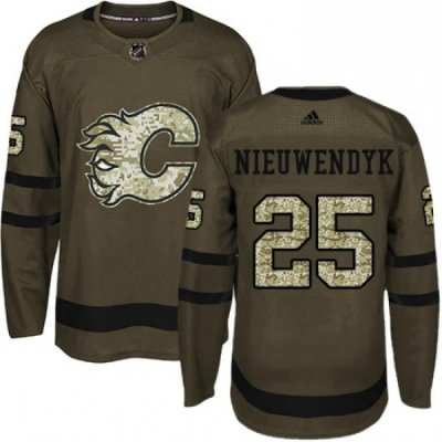 Mens Adidas Calgary Flames 25 Joe Nieuwendyk Authentic Green Salute to Service NHL Jersey