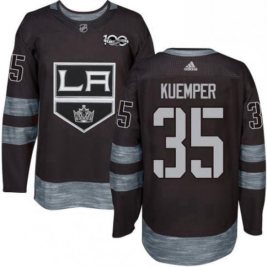 Mens Adidas Los Angeles Kings 35 Darcy Kuemper Premier Black 1917 2017 100th Anniversary NHL Jersey