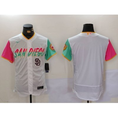 Men San Diego Padres big logo Profar White City Connect Cool Base Stitched Baseball Jersey 2