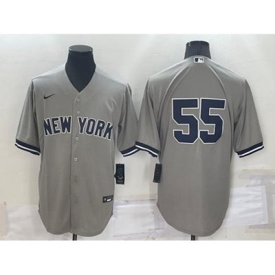 Men NeW York Yankees 55 Domingo Germ E1n Grey Cool Base Stitched Baseball Jersey