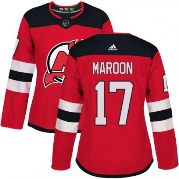 Womens Adidas New Jersey Devils 17 Patrick Maroon Authentic Red Home NHL Jersey