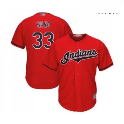 Mens Cleveland Indians 33 Brad Hand Replica Scarlet Alternate 2 Cool Base Baseball Jersey