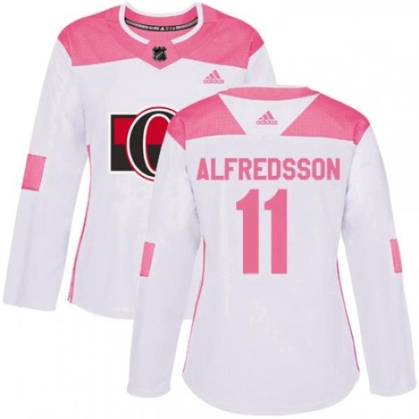 Womens Adidas Ottawa Senators 11 Daniel Alfredsson Authentic WhitePink Fashion NHL Jersey