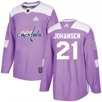 Youth Adidas Washington Capitals 21 Lucas Johansen Authentic Purple Fights Cancer Practice NHL Jersey