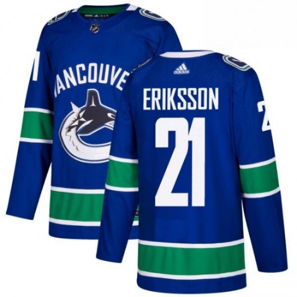 Mens Adidas Vancouver Canucks 21 Loui Eriksson Authentic Blue Home NHL Jersey