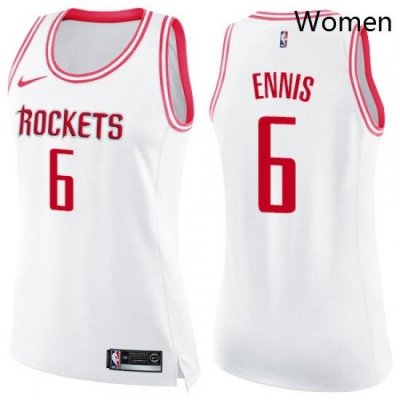 Womens Nike Houston Rockets 6 Tyler Ennis Swingman WhitePink Fashion NBA Jersey