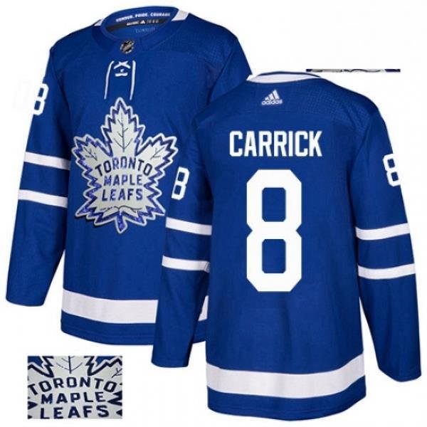 Mens Adidas Toronto Maple Leafs 8 Connor Carrick Authentic Royal Blue Fashion Gold NHL Jersey