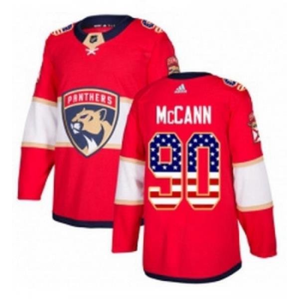 Youth Adidas Florida Panthers 90 Jared McCann Authentic Red USA Flag Fashion NHL Jersey