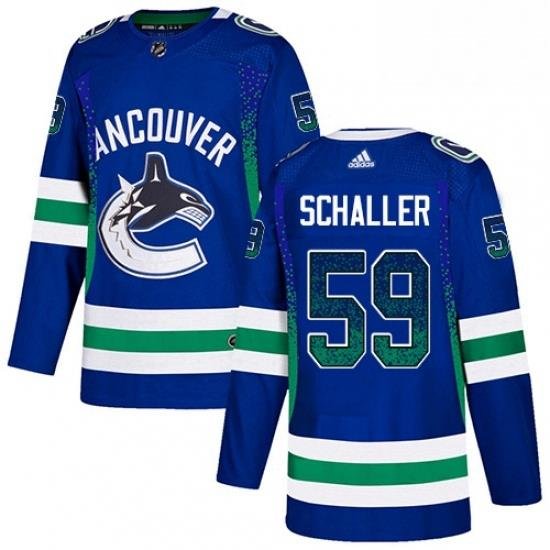 Mens Adidas Vancouver Canucks 59 Tim Schaller Authentic Blue Drift Fashion NHL Jersey