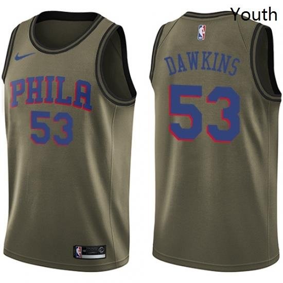 Youth Nike Philadelphia 76ers 53 Darryl Dawkins Swingman Green Salute to Service NBA Jersey