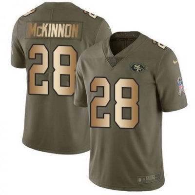 Nike 49ers #28 Jerick McKinnon Olive Gold Youth Stitched NFL Limited 2017 Salute to Service Jersey