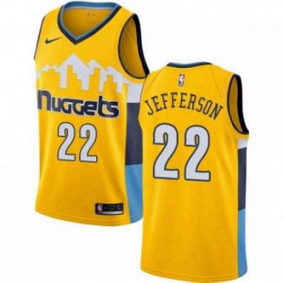 Mens Nike Denver Nuggets 22 Richard Jefferson Swingman Gold Alternate NBA Jersey Statement Edition