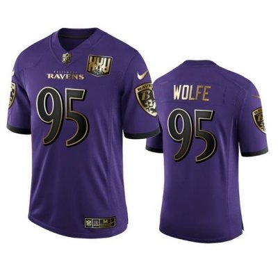 Baltimore Ravens 95 Derek Wolfe Men Nike Purple Team 25th Season Golden Limited NFL Jersey