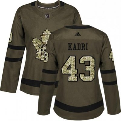 Womens Adidas Toronto Maple Leafs 43 Nazem Kadri Authentic Green Salute to Service NHL Jersey