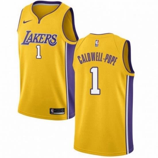 Mens Nike Los Angeles Lakers 1 Kentavious Caldwell Pope Swingman Gold Home NBA Jersey Icon Edition