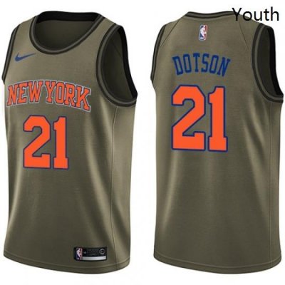 Youth Nike New York Knicks 21 Damyean Dotson Swingman Green Salute to Service NBA Jersey