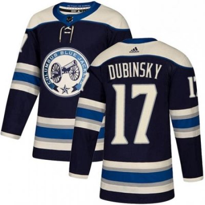 Mens Adidas Columbus Blue Jackets 17 Brandon Dubinsky Authentic Navy Blue Alternate NHL Jersey