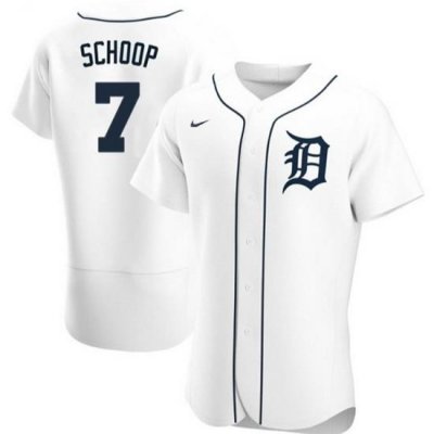 Men Detroit Tigers 7 Jonathan Schoop White Flex Base Stitched jersey