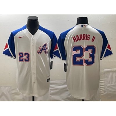 MLB Braves 23 Harris II White City Connect Cool Base Men Jersey