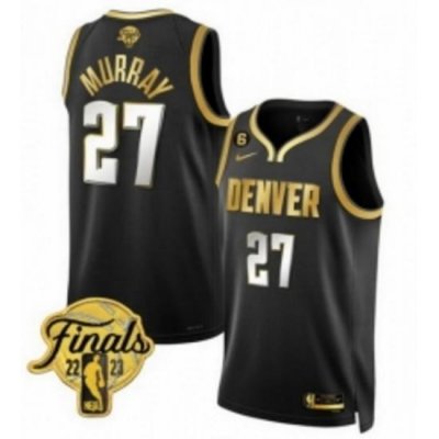 Men Denver Nuggets 27 Jamal Murray Black Gold Edition 2023 Finals Collection With NO 6 Patch Stitched Basketball Jersey