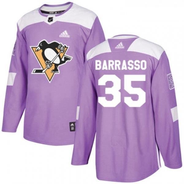 Youth Adidas Pittsburgh Penguins 35 Tom Barrasso Authentic Purple Fights Cancer Practice NHL Jersey