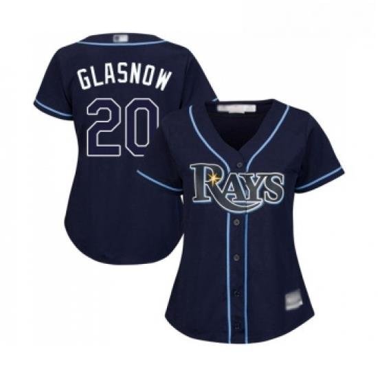 Womens Tampa Bay Rays 20 Tyler Glasnow Replica Navy Blue Alternate Cool Base Baseball Jersey