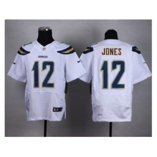 Nike San Diego Chargers 12 Jacoby Jones White Elite NFL Jersey