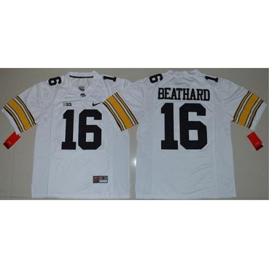 Hawkeyes #16 C  J  Beathard White Stitched NCAA Jersey