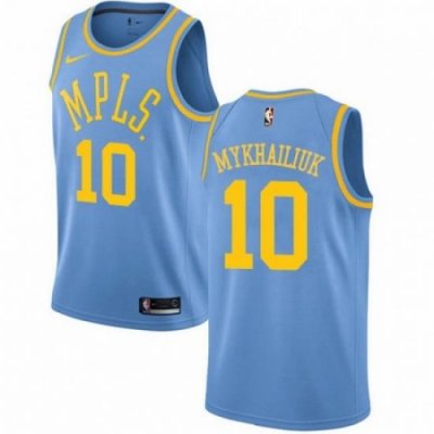 Mens Nike Los Angeles Lakers 10 Sviatoslav Mykhailiuk Swingman Blue Hardwood Classics NBA Jersey