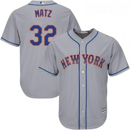 Mens Majestic NeW York Mets 32 Steven Matz Replica Grey Road Cool Base MLB Jersey